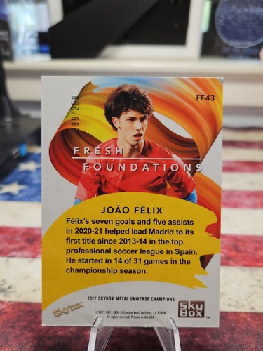 2022 Skybox Metal Universe Joao Felix Fresh Foundations #/299 Atletico Madrid - Picture 2 of 3