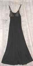 Vintage Shadowline Nightgown Black Size Small Gown with Lace Lined Front