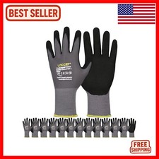 Seamless Knit Nylon Work Gloves - 6 Pairs with Water-Repellent Nitrile Coating