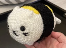 Sushi Egg Cat Handmade Crochet Tamago Animal ~5 Inches Long + 3 In. Tail