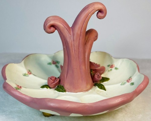Unique Tree W/Roses Jewelry Dish Decorative Ceramic Tray 6" - Picture 3 of 6