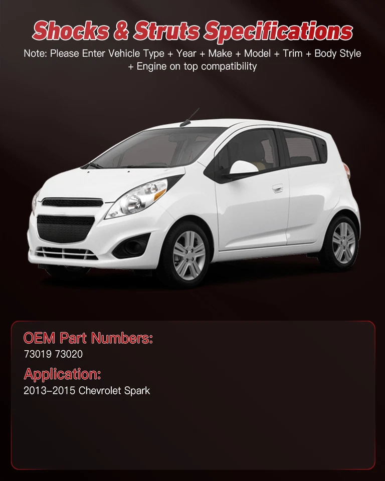 Kits de conjuntos de amortiguadores de gasolina puntales delanteros traseros Fit Chevrolet Spark 2013-2015 Foto 2 de 4