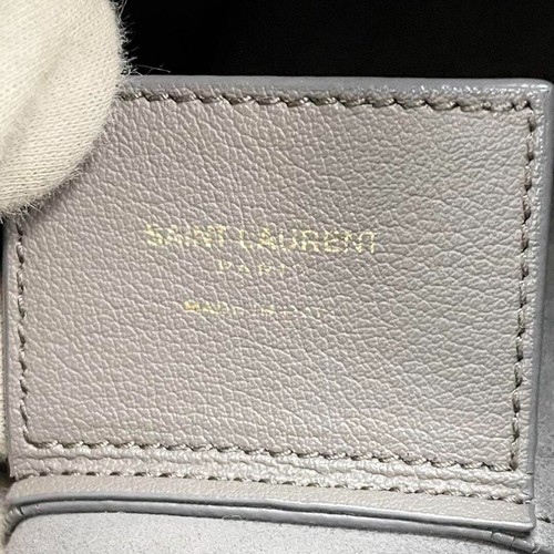 Saint Laurent Leather 2-way Shoulder Bag Shopping Gray Tote Bag With Charm Logo - Picture 10 of 10