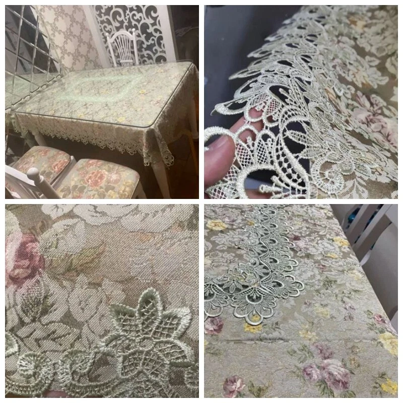 Country Garden Rectangle Embroidered Floral Tablecloth Dining Table Cover - Image 3 of 4