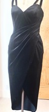Elegant Draped Front Evening Dress in Black Velvet ideal Xmas  Party Size 12
