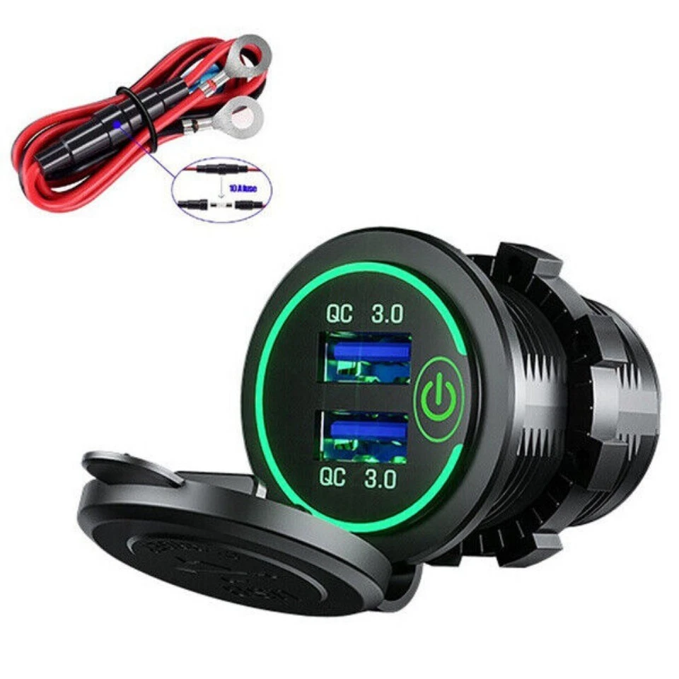 3/2/1PCS Dual USB QC 3.0 Fast Car Charger Socket Power Outlet For Boat RV Marine - Image 4 of 4