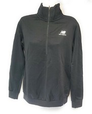 Womens New Balance WT83526 Essential Half Zip Black White Athletic Track Jacket