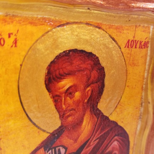 Luke The Apostle Saint Lukas Byzantine Greek Eastern Orthodox Icon One of a Kind - Picture 3 of 9