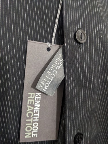 Kenneth Cole New York Dress shirt M Medium Black Button Up Wrinkle Free 15 1/2 - Picture 4 of 6