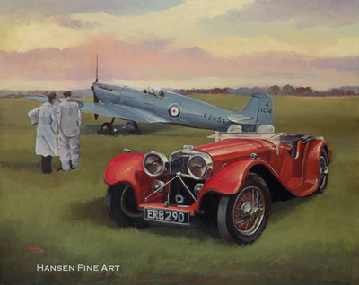 Supermarine Spitfire Prototyp SS100 Jaguar Auto Flugzeug Luftfahrt Kunstdruck