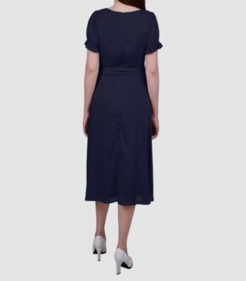 blue chiffon dress knee length NY Collection Women's Blue Chiffon Knee-Length Midi Dress Petite Size PS