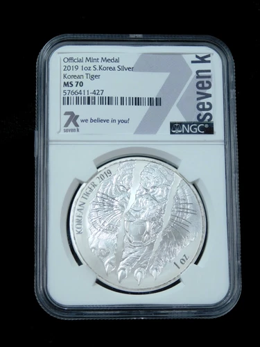2019 South Korea - Korean Tiger 1 oz .999 Fine Silver - NGC MS70 7k