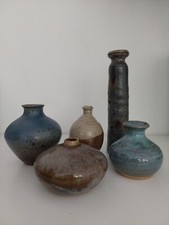 LOT OF 5 STONEWARE VASES LA BORNE? PYRITE ?