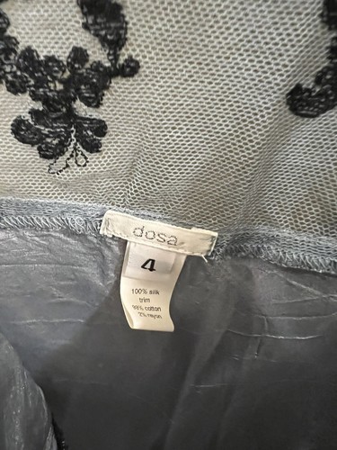 Dosa silk blue gray lace slip dress sz 4 (item B11) - Picture 5 of 10