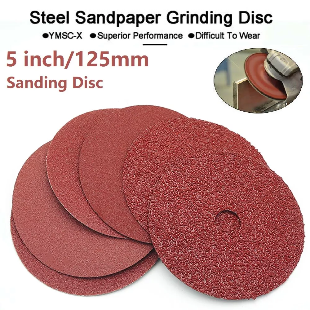 125mm Abrasive Resin Fibre Sanding Discs 60 Grit Backing Pad Metal Grinding Disc