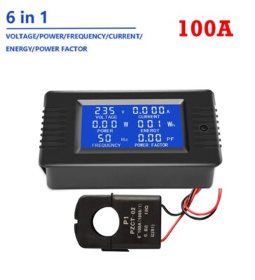 AC 80-260V LCD Digital Panel Meter Monitor Power Energy Ammeter Voltmeter 100A