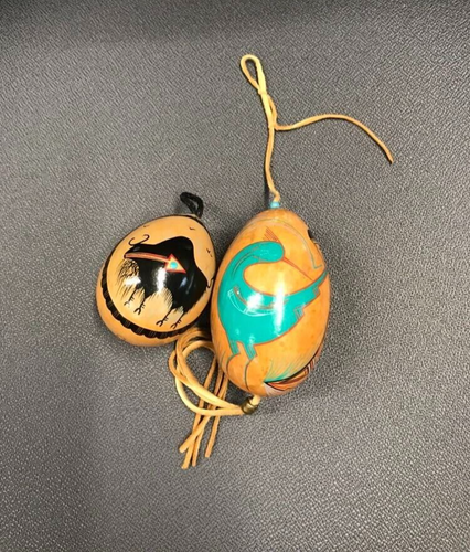 VTG NATIVE AMERICAN NAVAJO CHRISTMAS ORNAMENT GOURD RATTLE ROBERT RIVERA PHILLIP - Picture 9 of 11
