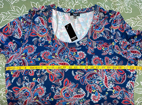 NWT Premise Blue Paisley Dress, 2X, Short Sleeve - Picture 4 of 8