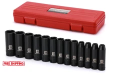 13 Pieces 3/8-Inch Drive Deep Impact Socket Set, 7mm to 19mm, CR-V, Metric