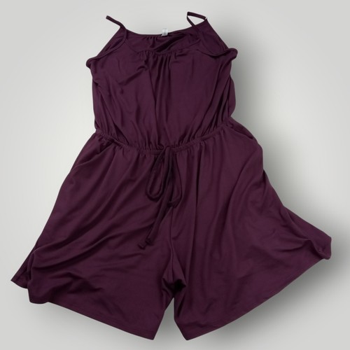 Zenana Outfitters Women’s XL Spaghetti Strap Tank Romper – Eggplant Purple