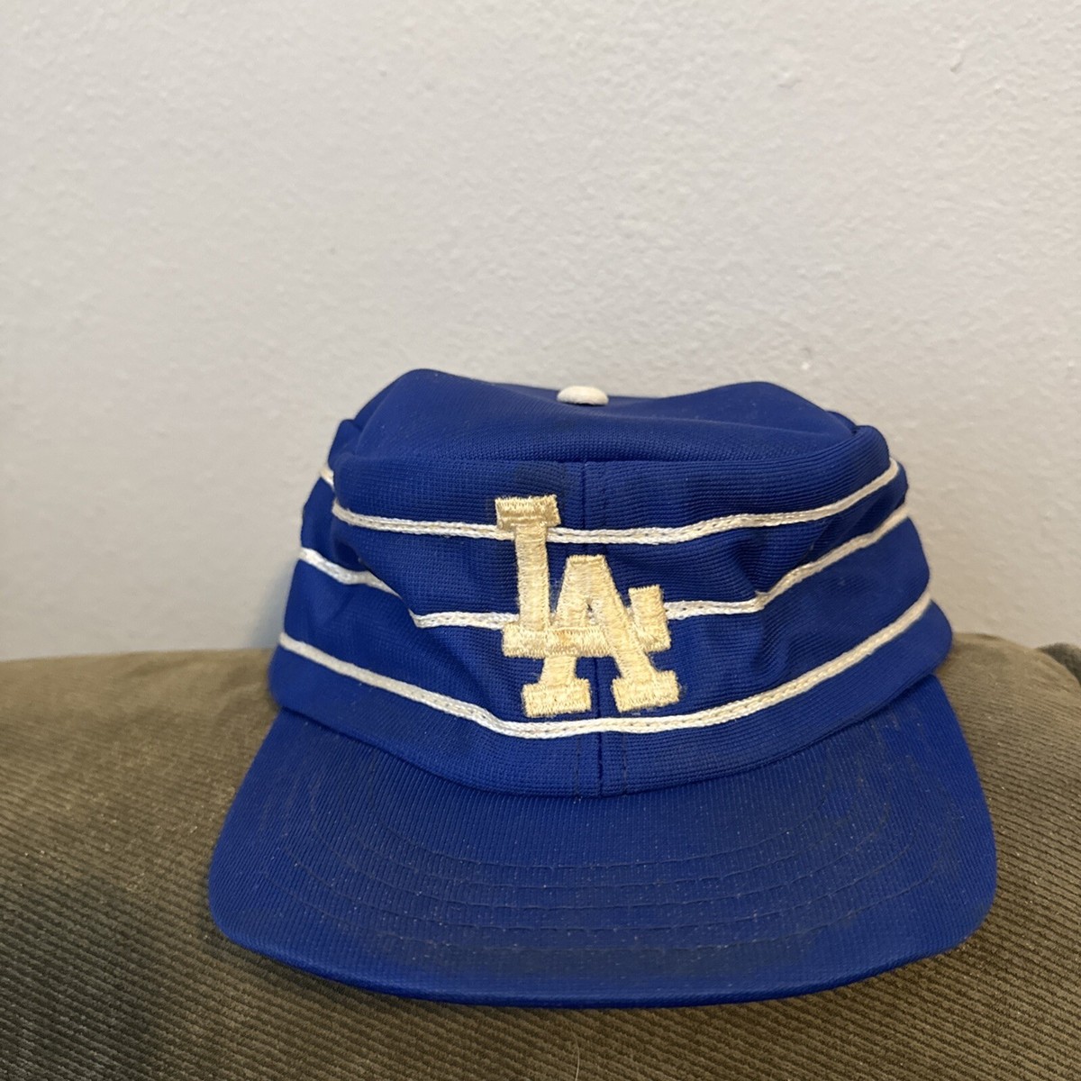 Vintage Los Angeles Dodgers Pillbox Striped Snapback Hat 80s Cap