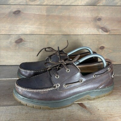ll bean mens size 10 shoes brown leather comfort boat shoes