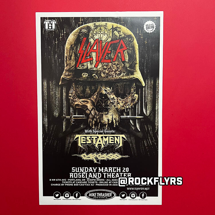 Slayer + Testament 2010 Concert Promo 11x17 Street Poster. 