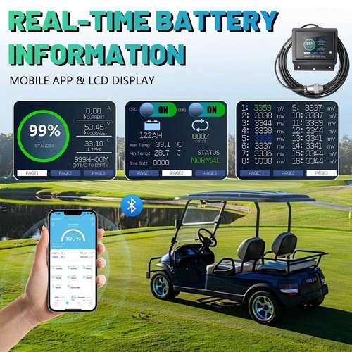 48V 105Ah Lithium Golf Cart Battery 200A BMS 6000+Cycles APP Charger Monitor Set - Picture 3 of 14