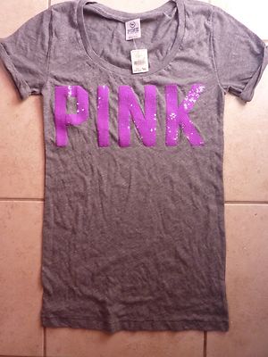 VICTORIAS SECRET PINK BLING PINK PINK SCOOPNECK/CREW TEESHIRT NWT