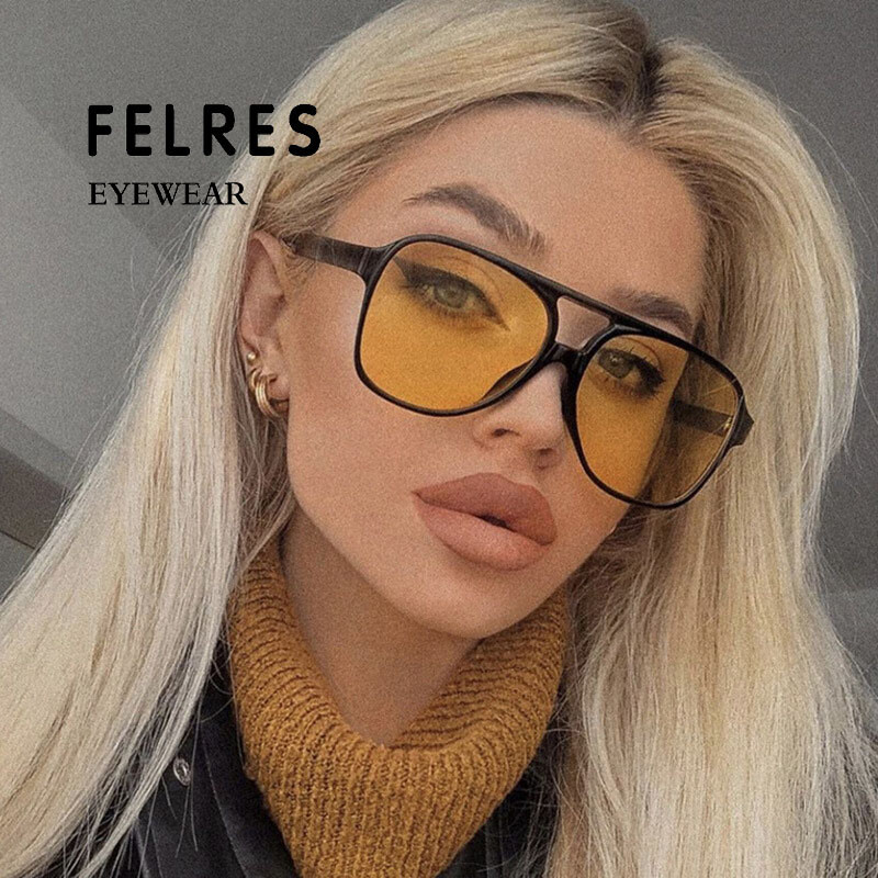 Unisex Square Retro Double Bridge Pilot Sunglasses Outdoor  display picture 1
