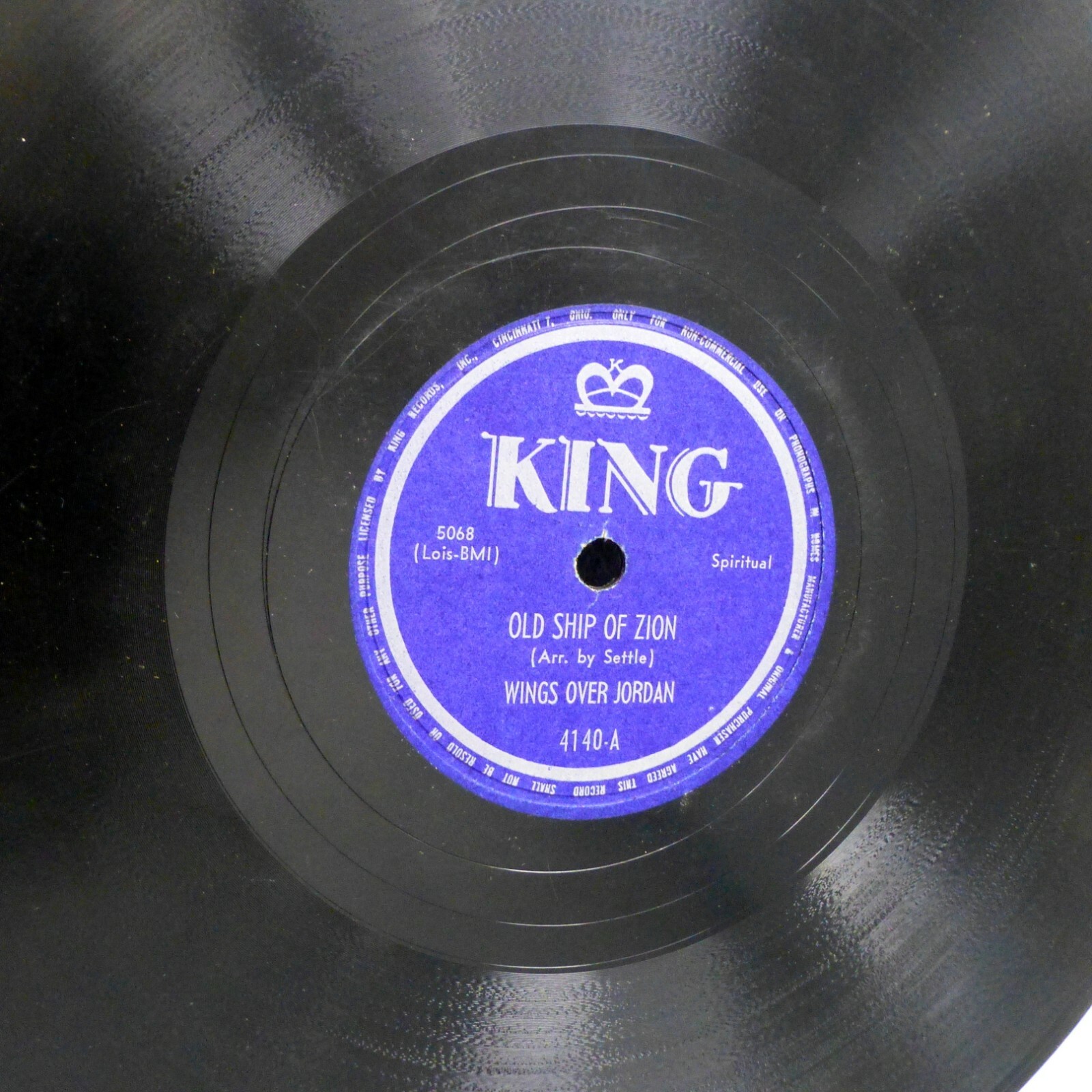 Wings Over Jordan GOSPEL 78 OLD SHIP OF ZION / DEEP RIVER on King VG+