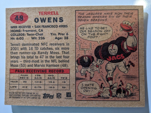 2002 Topps Heritage Football #48 Terrell Owens (Red Back) - Picture 2 of 3