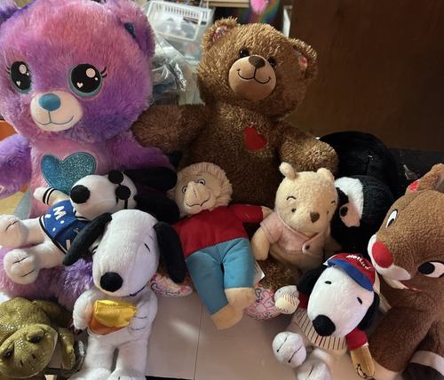 10 Stuff Animal Plushes - Build the Bear - Rudolph - Coca Cola - Snoopy + More