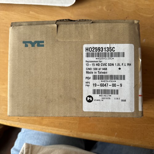 New NIB fits HONDA CIVIC 2013-2015 Right Side Fog Light HO2593135C CAPA cert. - Picture 2 of 6
