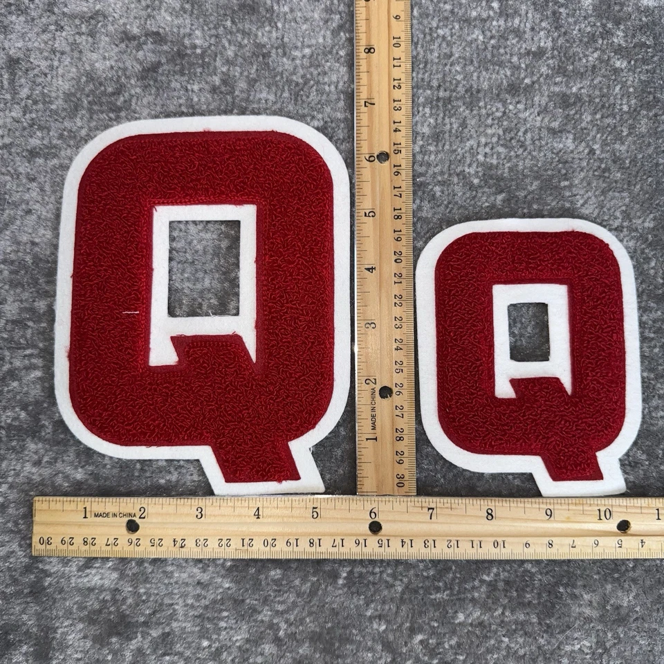 Letter Q Chenille Stitch Varsity Letterman Jacket Patch 12 Small 3 Large Sew On - Image 2 of 3