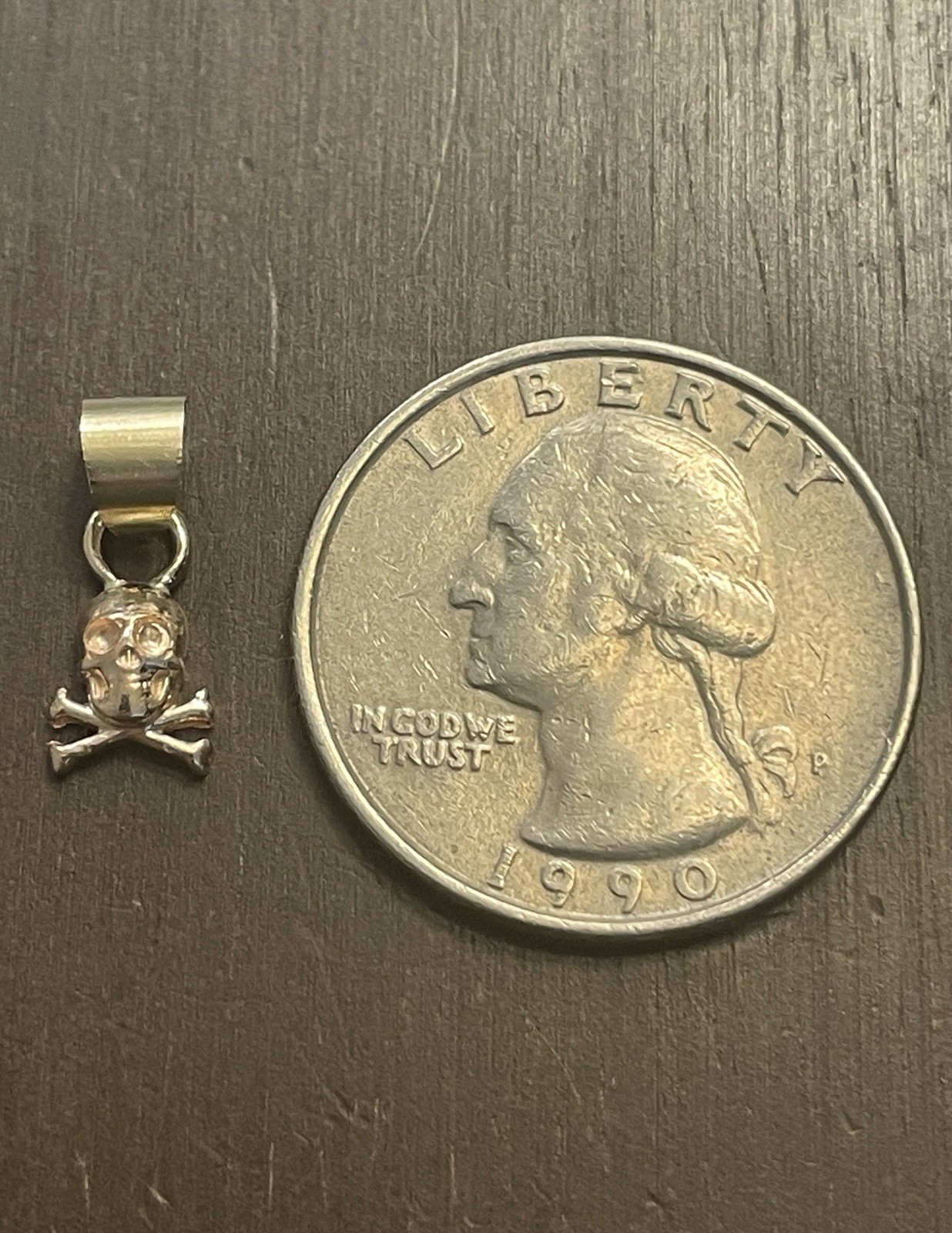 14K Solid Yellow Gold 3-Dimensional Tiny Skull an… - image 3