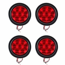 4 Inch Red 7 Led Round Stopturntail Truck Light With Grommet Pigtail -qty 4