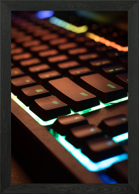 Neon Tastatur gerahmt Wandbild Poster Leinwanddruck Bild