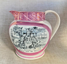 Antique 1816 Sunderland Pink Lustre Jug Now Weigh The Anchor Union Jack Sailor