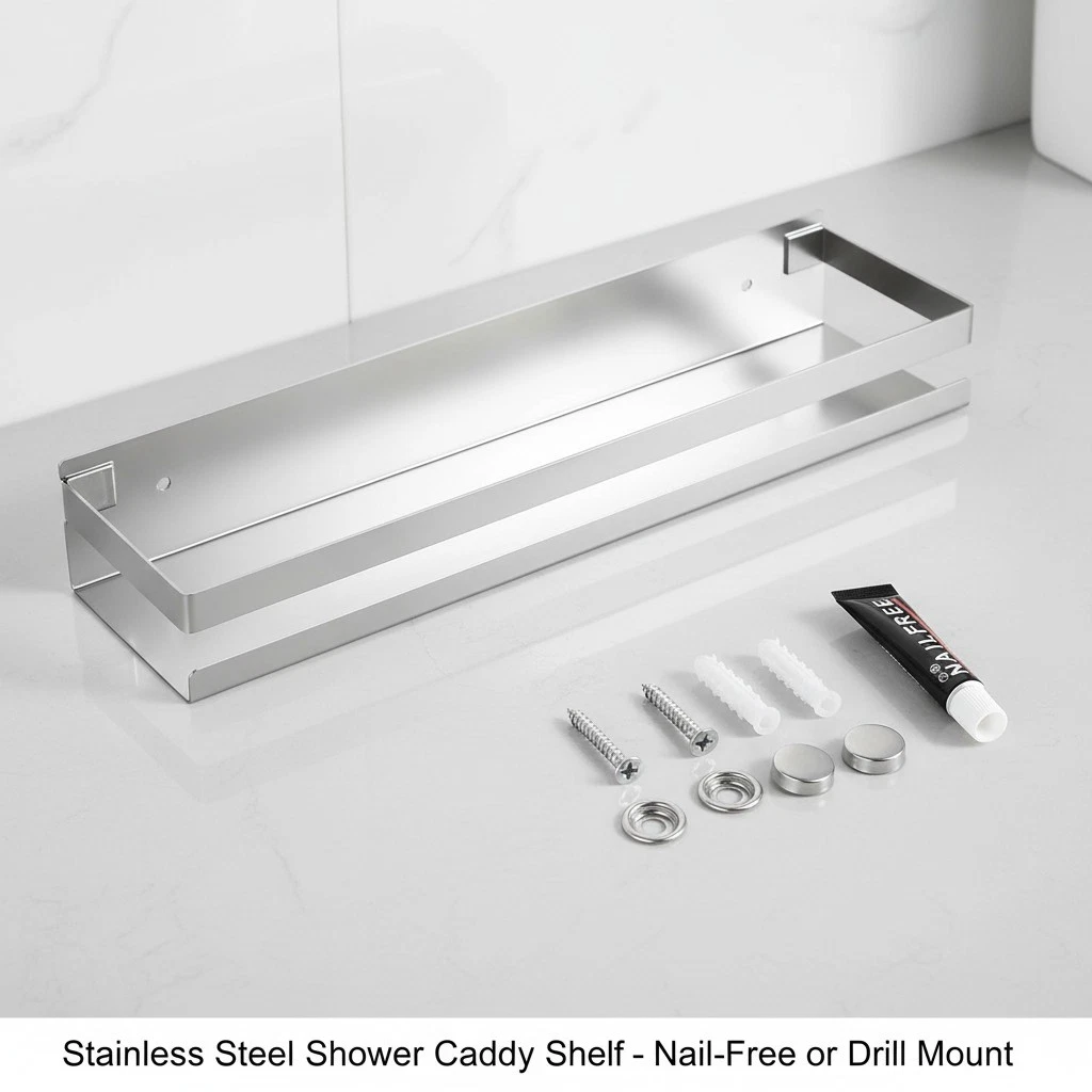 Wall Mounted Spice Rack Stainless Steel 20cm Hanging Organizer Kitchen Storage