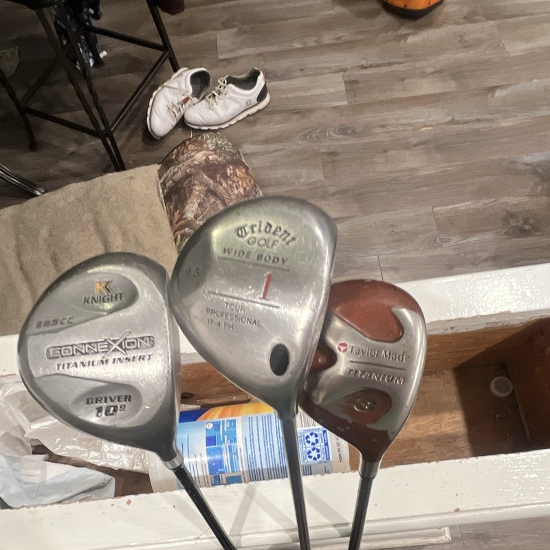 3pc Mixed Brand Golf Club Lot RH Graphite Titanium: Knight/Trident/TaylorMade
