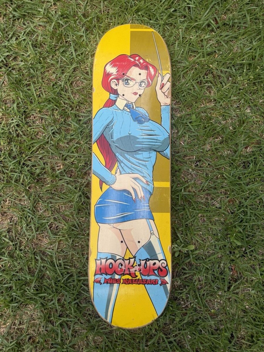 Vintage 1997 Hookups Skateboards Miss Kawasaki Deck First Teacher