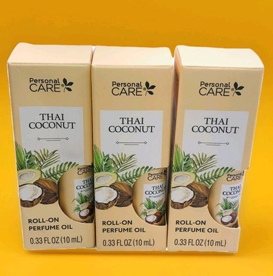 3 Personal Care Thai Coconut Roll-On Perfume Oil 0.33 oz Each