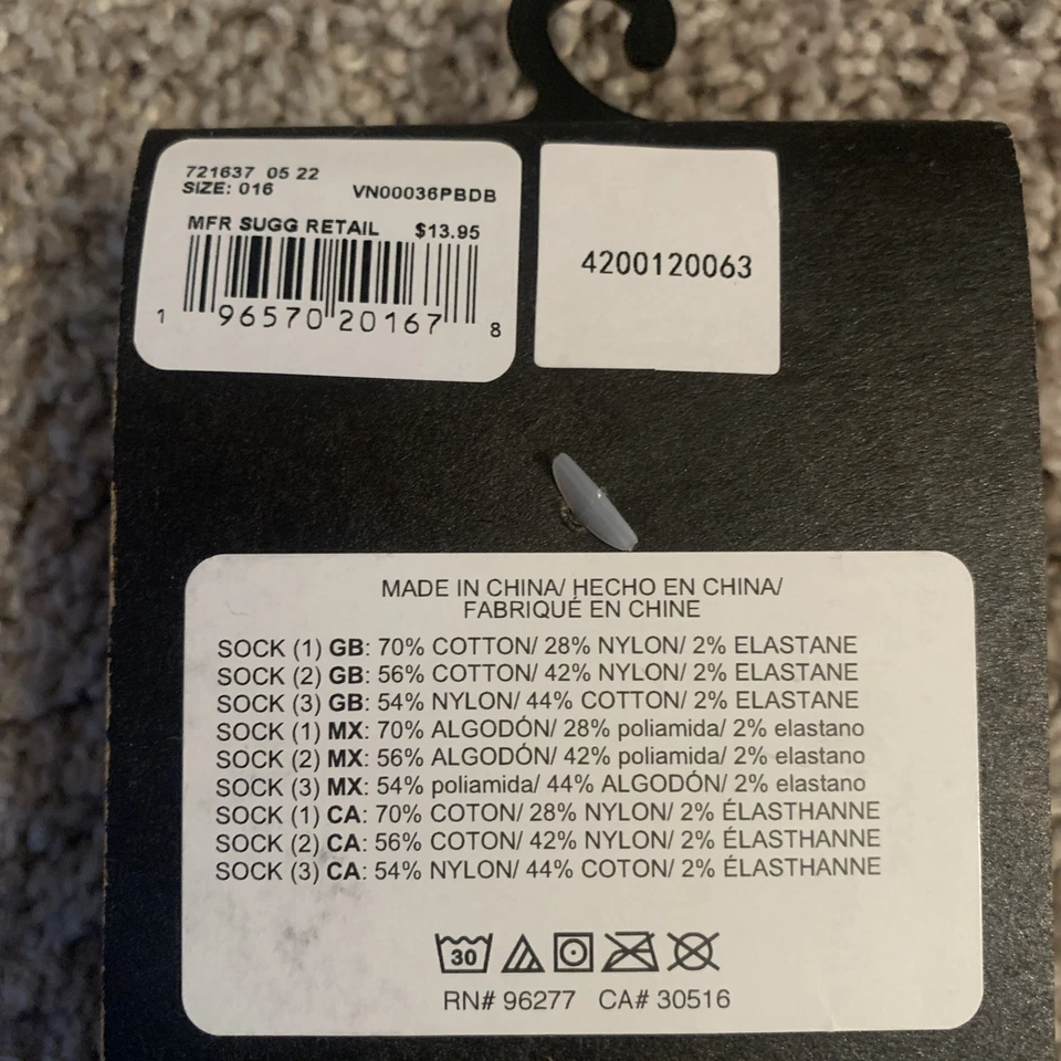 Vans "Off стены" 3 упаковки девочек носки не показать Рождество корова размер США 1-6 новый с Ярлыками - Изображение 4 из 4