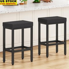 Counter Height Bar Stools Set of 2 Metal Leg Kitchen Chairs Modern Design New