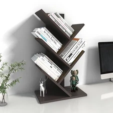 Book Tree Bookshelf 5-Tier Wood Bookcase for Displaying CDs Magazines and More