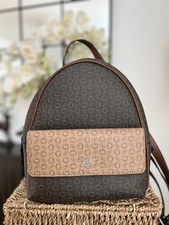 Guess Logo Small Backpack faux leather Handbag in Brown Logo print