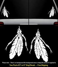 Native American Feathers Mirrored Color  Size Options Vinyl Decal Window Car