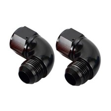 90 Degree -10 AN Male to Female Swivel Union Full 10AN-2PCS Black - 90 Degree