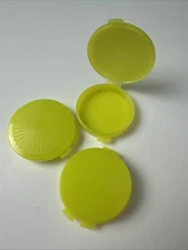 Tupperware Set of 3 Mini Clamshell Pill Keeper Round Pocket Container Yellow